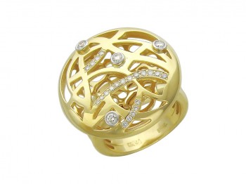 Кольцо с бриллиантом из желтого золота 01К645642