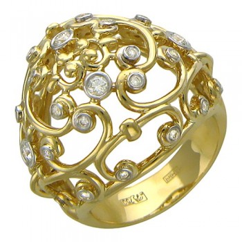Кольцо с бриллиантом из желтого золота 01К645276