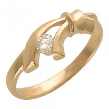 Кольцо с бриллиантом из красного золота 01К612590