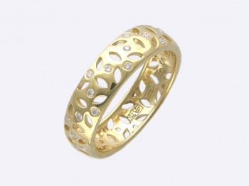 Обручальное кольцо с бриллиантом из желтого золота 01О640178