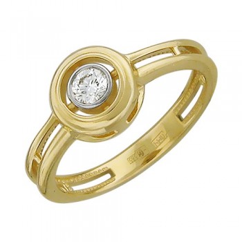 Кольцо с бриллиантом из желтого золота 01К637581