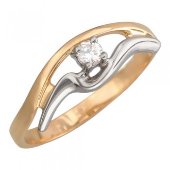 Кольцо с бриллиантом из бело-красного золота 01К663159