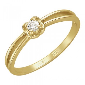 Кольцо с бриллиантом из желтого золота 01К636805