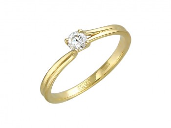 Кольцо с бриллиантом из желтого золота 01К642976