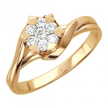 Кольцо с бриллиантом из красного золота 01К616319