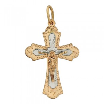 Крестик православный из бело-красного золота 01Р760667