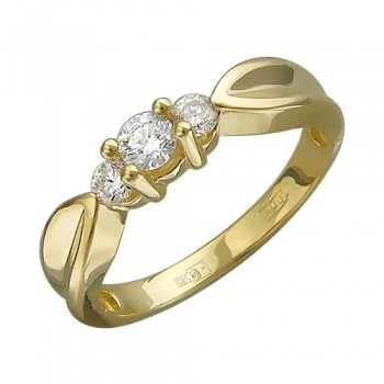 Кольцо с бриллиантом из желтого золота 01К635528