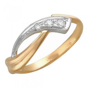 Кольцо с бриллиантом из красного золота 01К611455