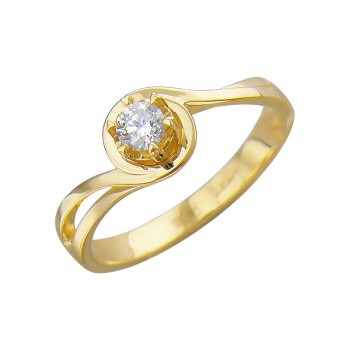Кольцо с фианитом из желтого золота 01К135761