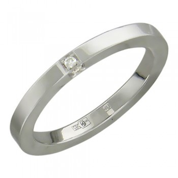 Обручальное кольцо с бриллиантом из белого золота 01О620297
