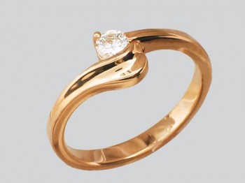 Кольцо с бриллиантом из белого золота 01К672423