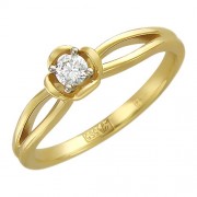 Кольцо с бриллиантом из бело-красного золота 585 пробы