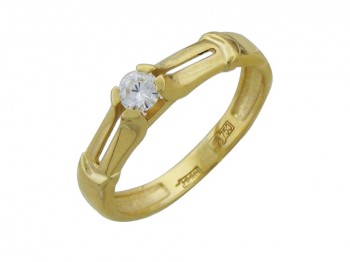 Кольцо с бриллиантом из желтого золота 01К645531