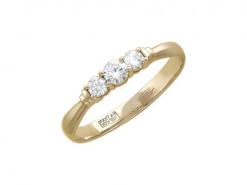 Кольцо с бриллиантом из желтого золота 01К635584