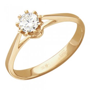 Кольцо с бриллиантом из красного золота 01К616884
