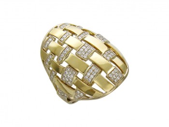 Кольцо с бриллиантом из бело-желтого золота 01К685563