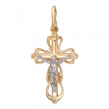 Крестик православный из бело-красного золота 01Р060637