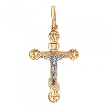 Крестик православный из бело-красного золота 01Р060658