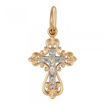 Крестик православный из бело-красного золота 01Р060734