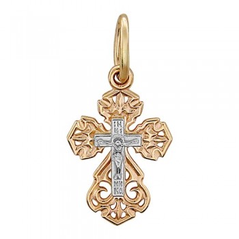 Крестик православный из бело-красного золота 01Р060736
