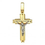 Крестик православный из бело-красного золота 585 пробы