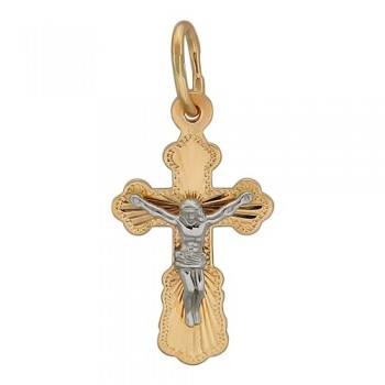 Крестик православный из бело-красного золота 01Р760541