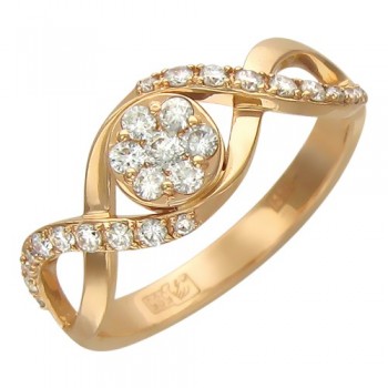 Кольцо с бриллиантом из красного золота 01К616019