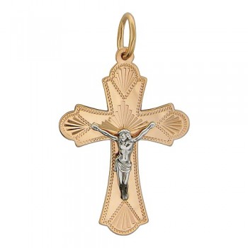 Крестик православный из бело-красного золота 01Р760660