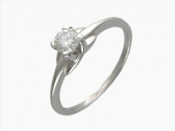 Кольцо с бриллиантом из белого золота 01К672299
