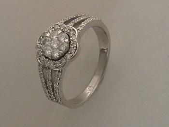 Кольцо с бриллиантом из белого золота 01К673191Z