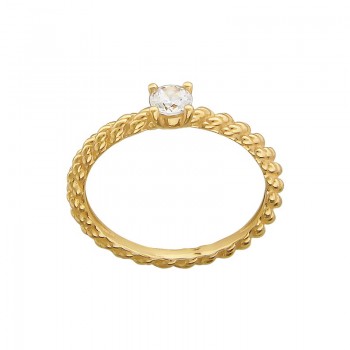 Кольцо с фианитом сваровски из желтого золота 01К139306