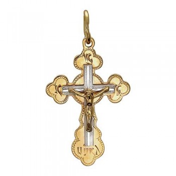 Крестик православный из бело-красного золота 01Р760697Ж