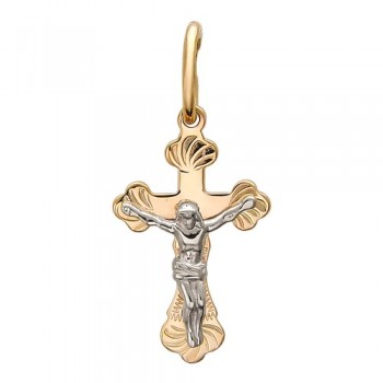 Крестик православный из бело-красного золота 01Р760589