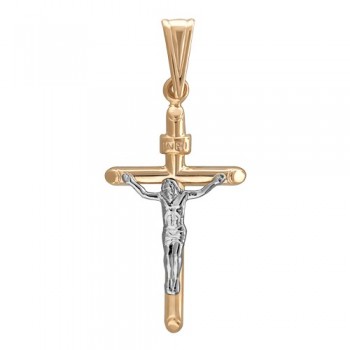 Крестик православный из бело-красного золота 01Р060448