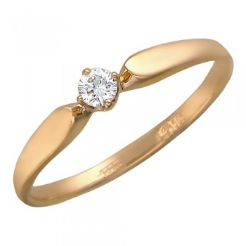 Кольцо с бриллиантом из красного золота 01К612010