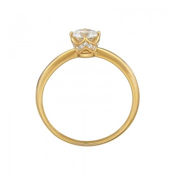 Кольцо с фианитом сваровски из желтого золота 01К139300