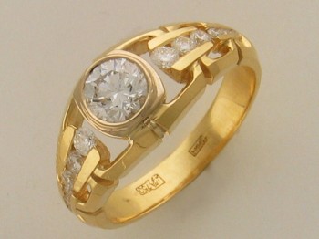 Кольцо с бриллиантом из бело-желтого золота 01Т683163