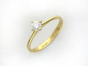 Кольцо с бриллиантом из желтого золота 01К644137