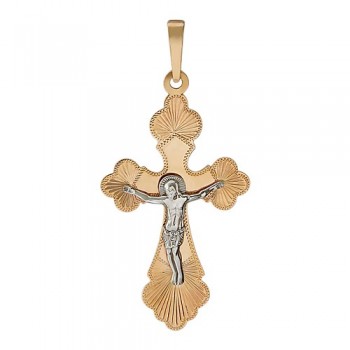 Крестик православный из бело-красного золота 01Р760743