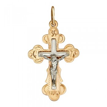 Крестик православный из бело-красного золота 01Р760729
