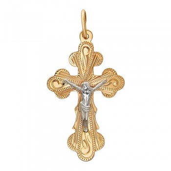 Крестик православный из бело-красного золота 01Р760727