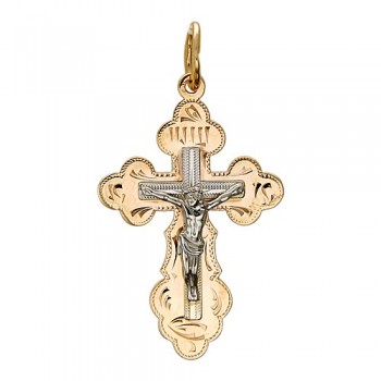 Крестик православный из бело-красного золота 01Р760714