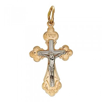 Крестик православный из бело-красного золота 01Р760712