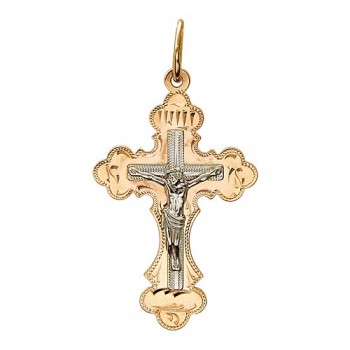 Крестик православный из бело-красного золота 01Р760703