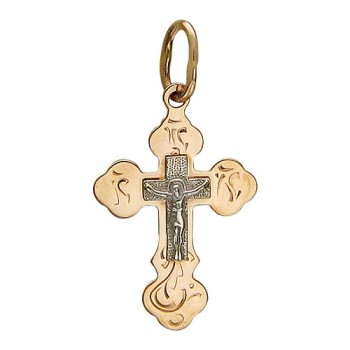 Крестик православный из бело-красного золота 01Р760694