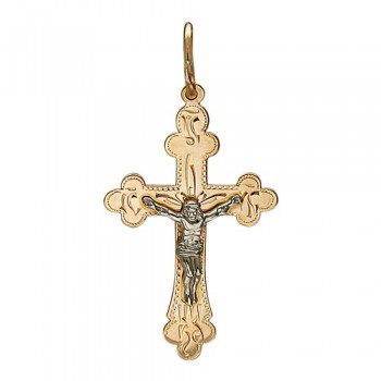 Крестик православный из бело-красного золота 01Р760695