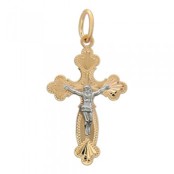 Крестик православный из бело-красного золота 01Р760523
