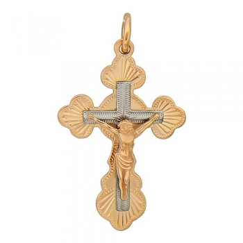 Крестик православный из бело-красного золота 01Р760531