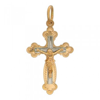 Крестик православный из бело-красного золота 01Р760598