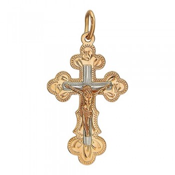 Крестик православный из бело-красного золота 01Р760627